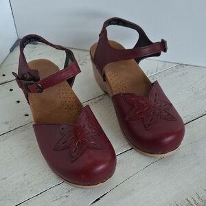 Dansko Burgundy Leather Mules